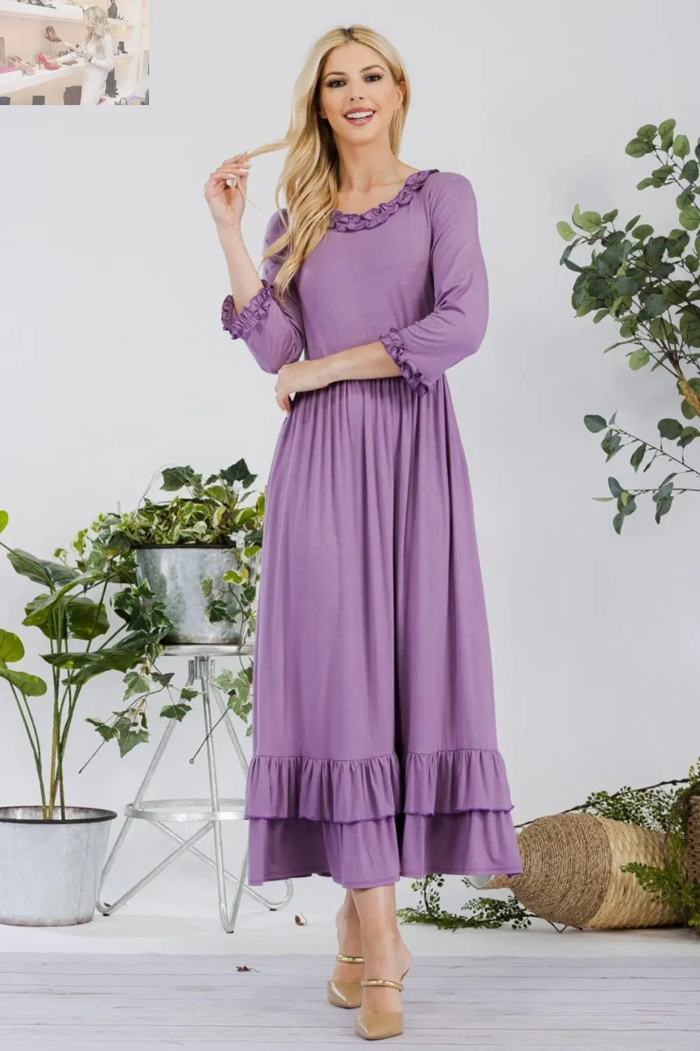 Celeste Full Size Layered Ruffle Hem Dress with Pockets