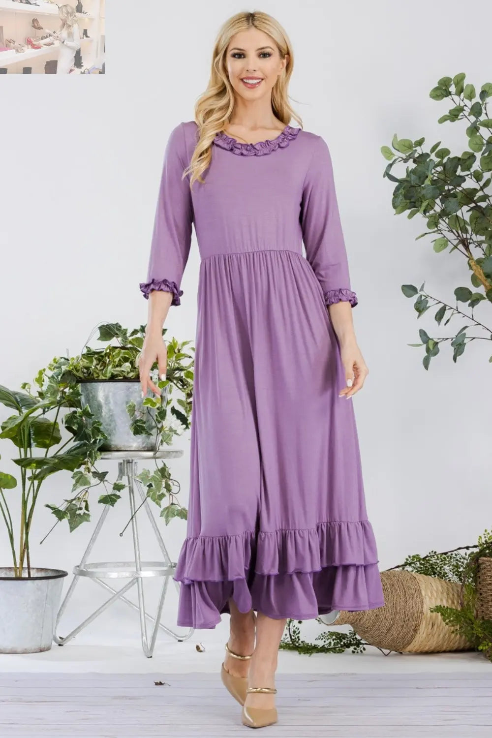 Celeste Full Size Layered Ruffle Hem Dress with Pockets