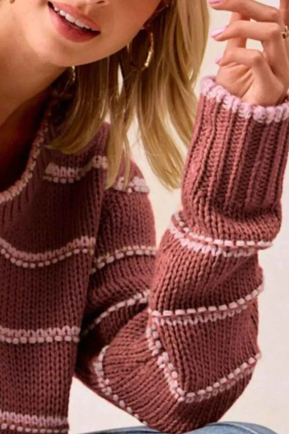 BiBi Striped Sweater for Stylish Comfort with Long Sleeves - MegaSuperStar