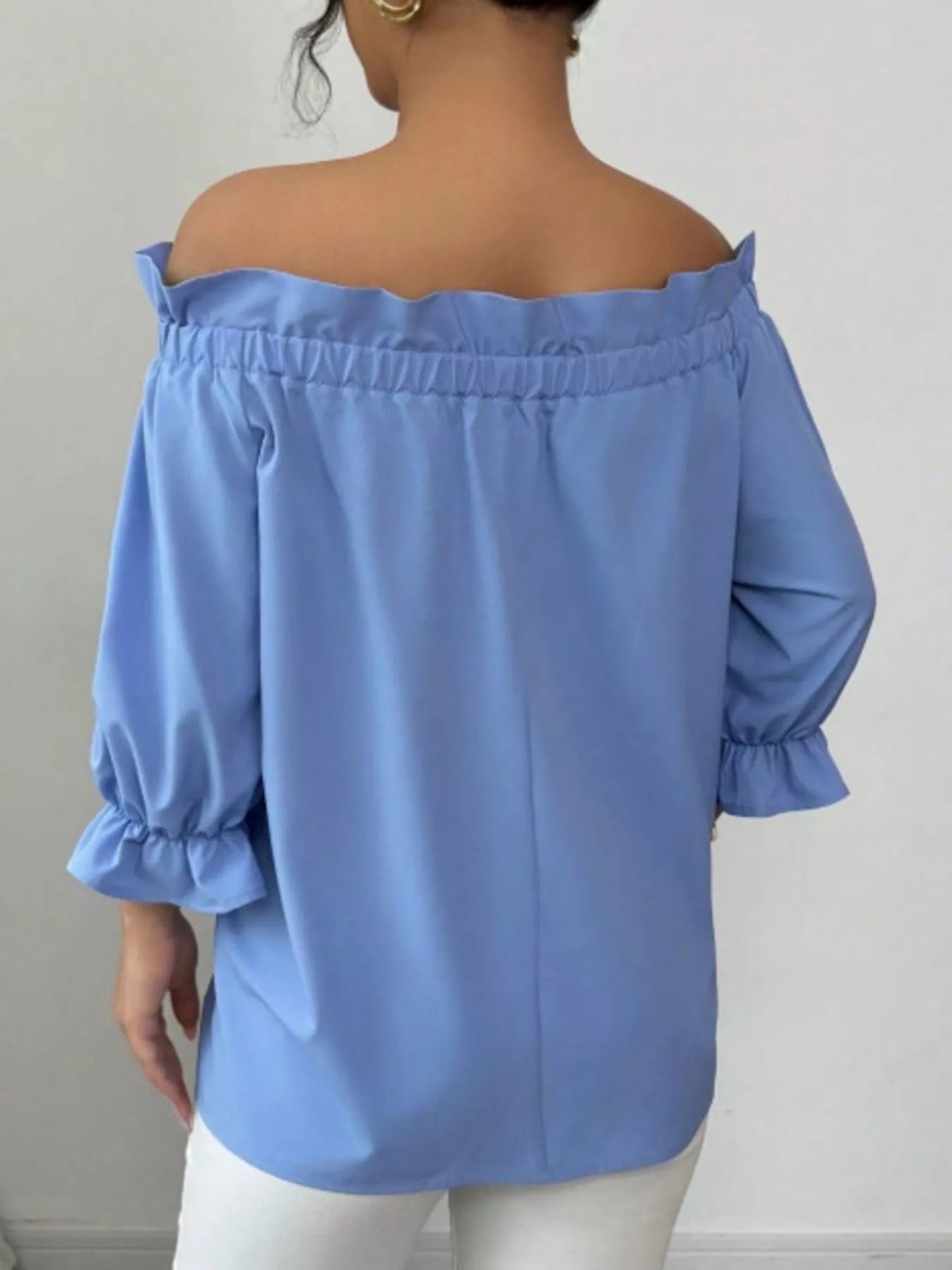 Bow Flounce Sleeve Blouse - MegaSuperStar