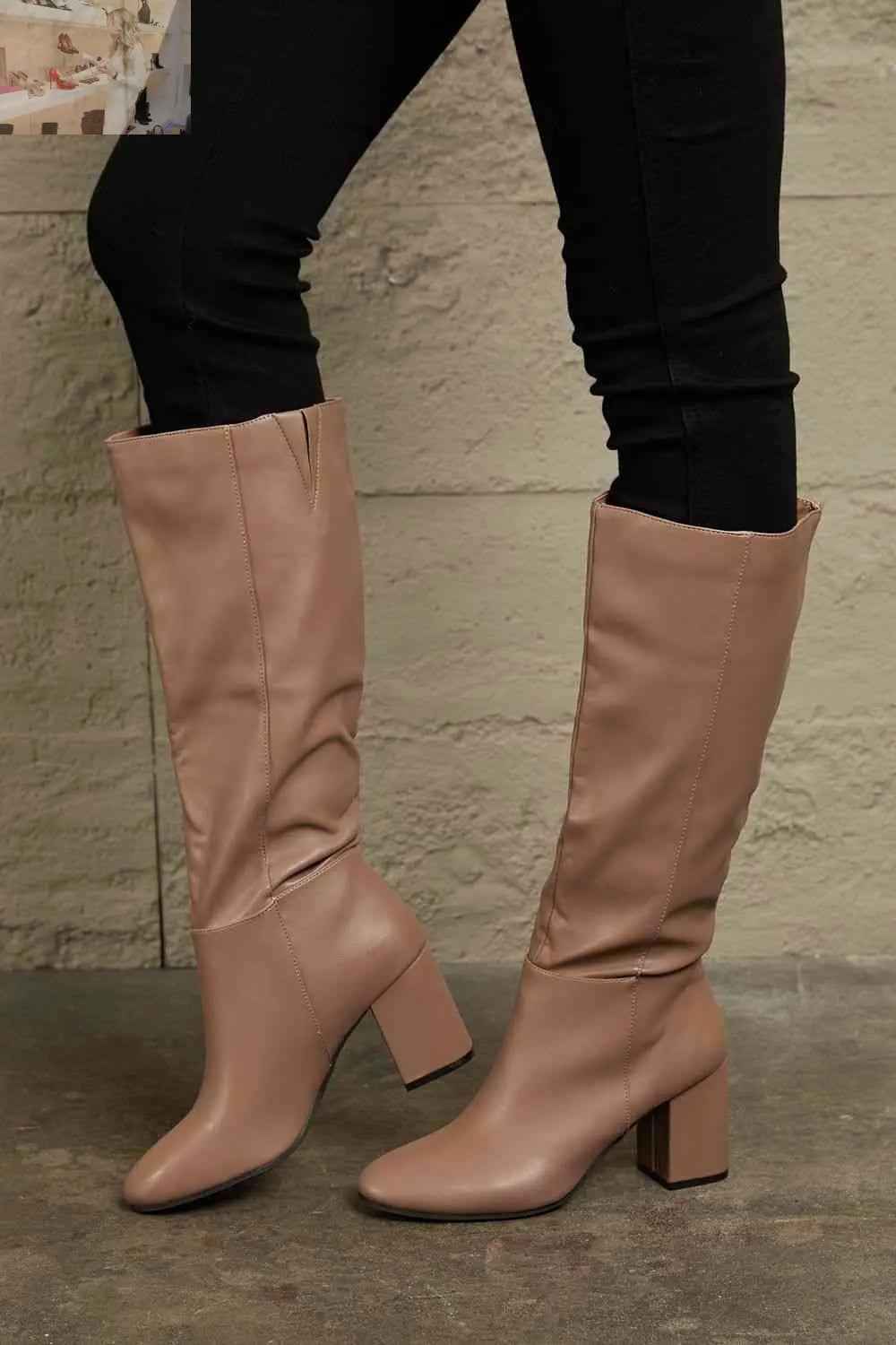 East Lion Corp Block Heel Knee High Boots for Chic Comfort and Style - MegaSuperStar