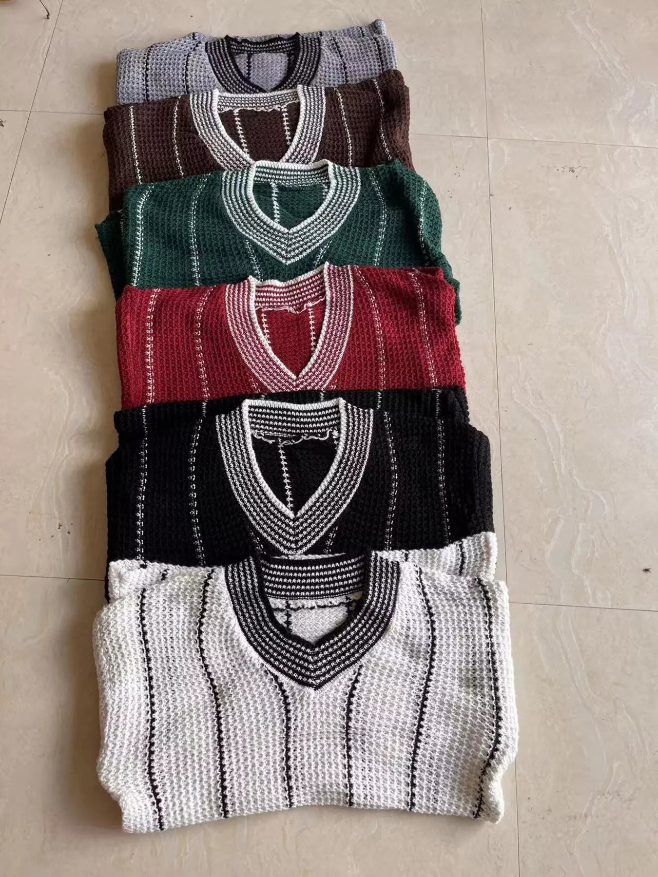 Full Size V - Neck Textured Knit Sweater Plus Size - MegaSuperStar