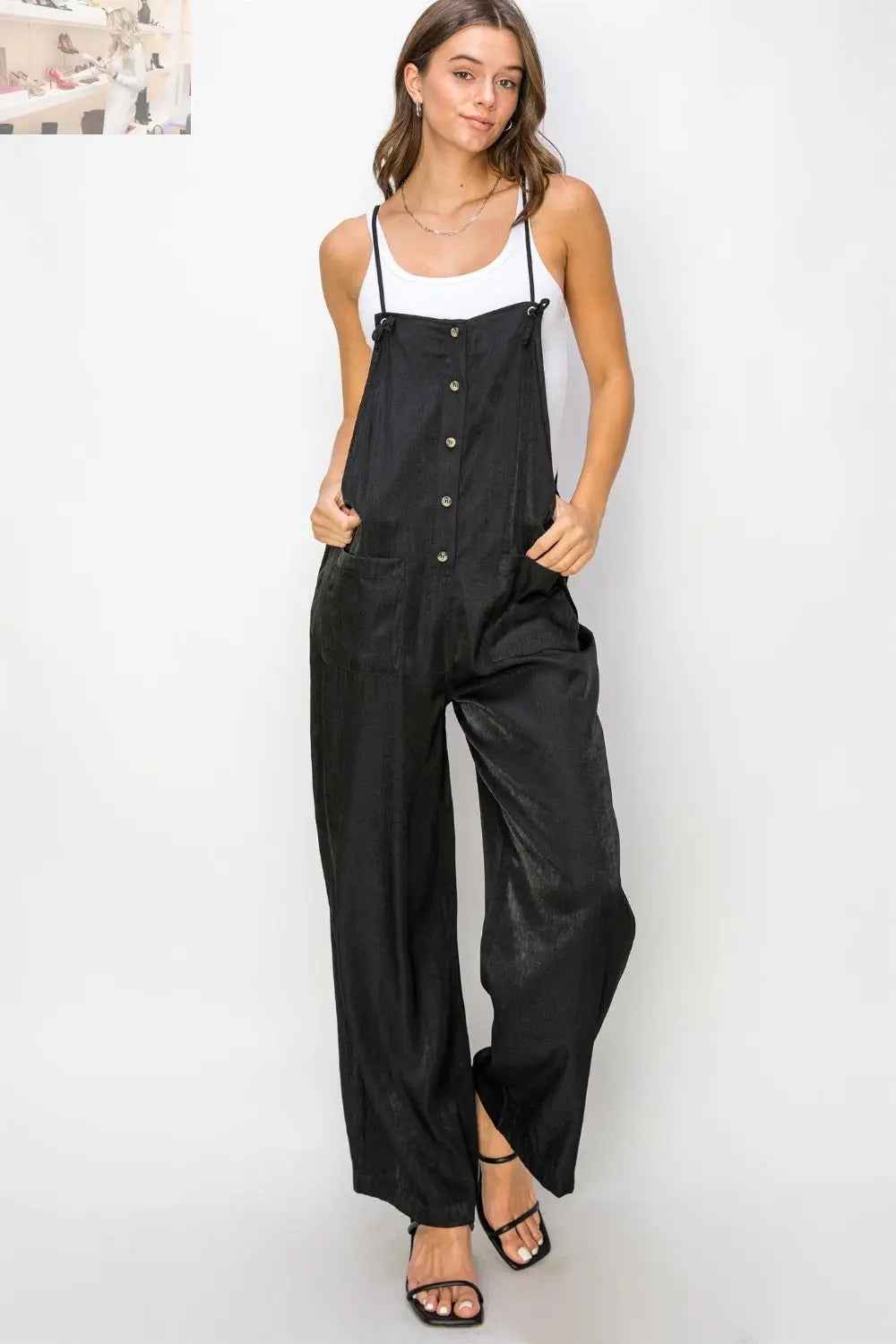 HYFVE Half Button Sleeveless Jumpsuit for Effortless Chic Style - MegaSuperStar