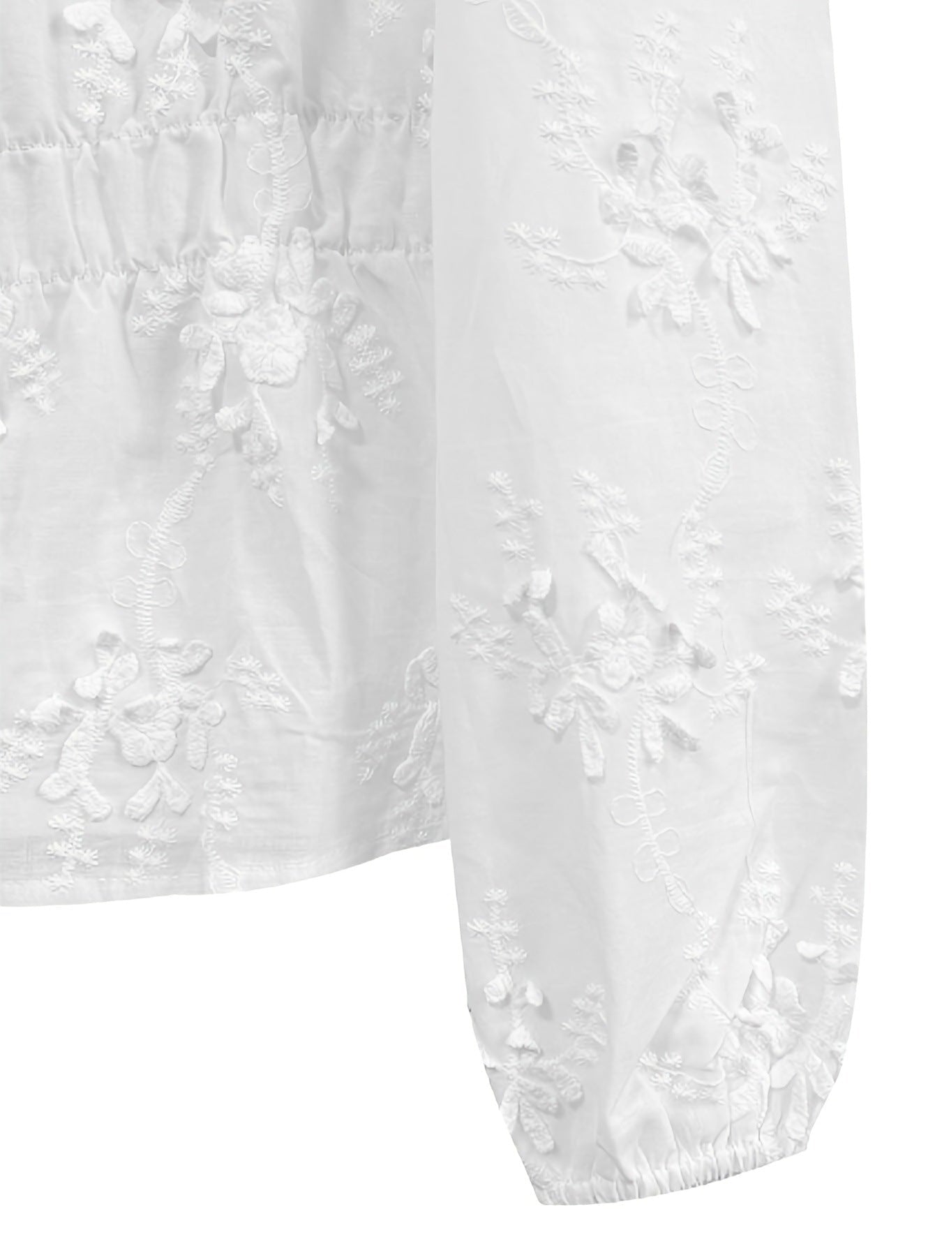Lace Detail Balloon Sleeve Shirt - MegaSuperStar