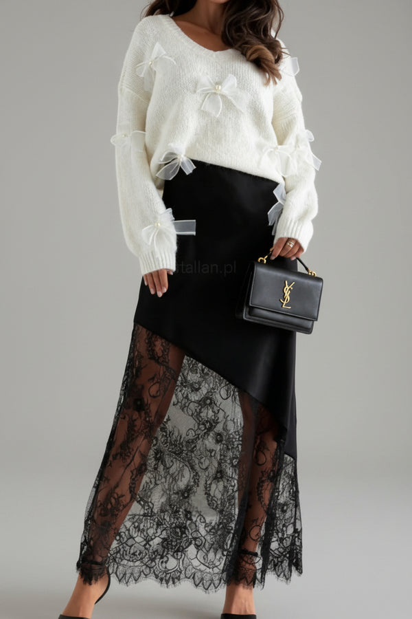 Lace Panel Maxi Skirt