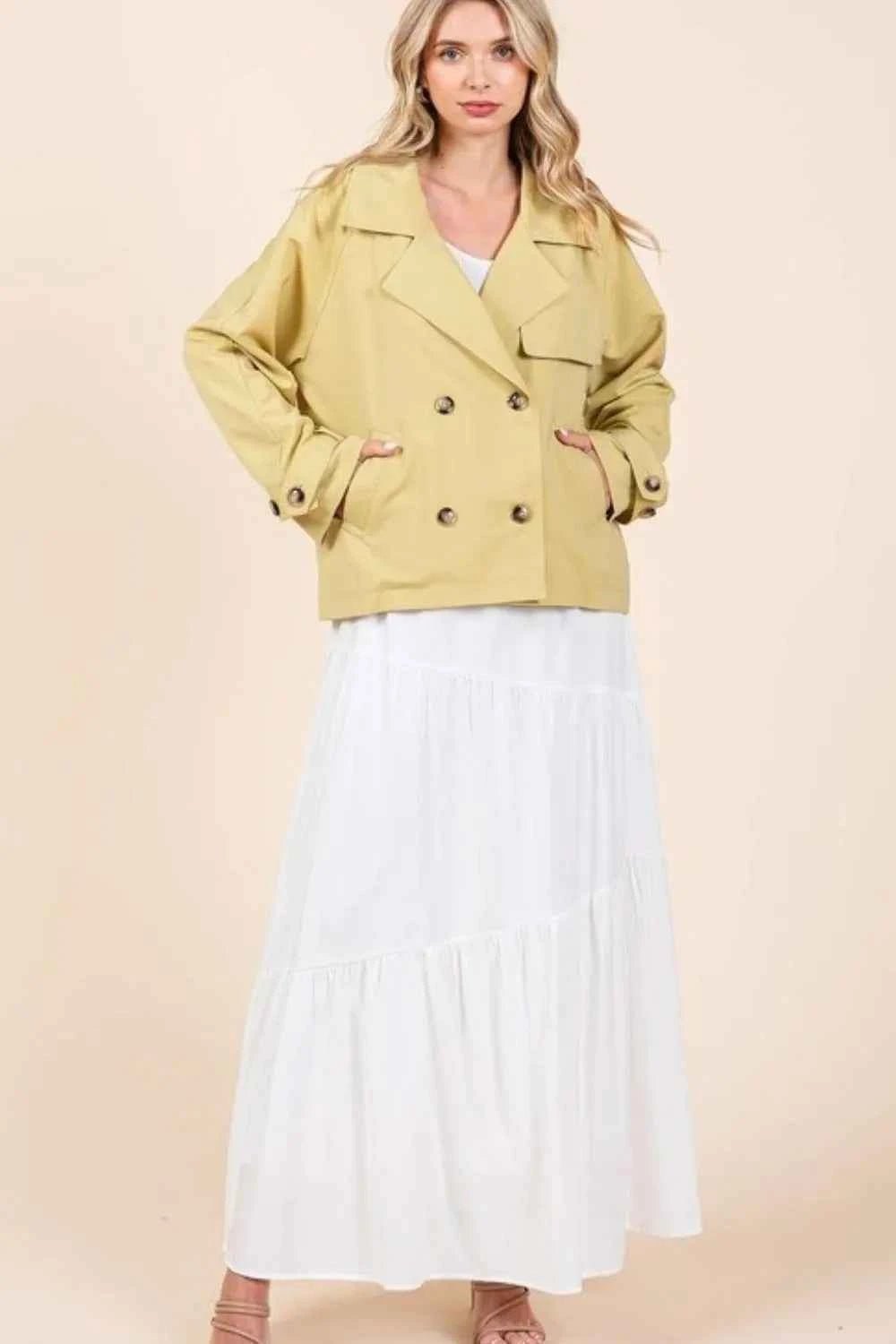 Mittoshop Double Breasted Trench Coat Jacket for Effortless Style - MegaSuperStar