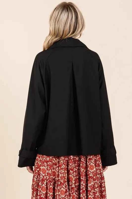 Mittoshop Double Breasted Trench Coat Jacket with Long Sleeves - MegaSuperStar