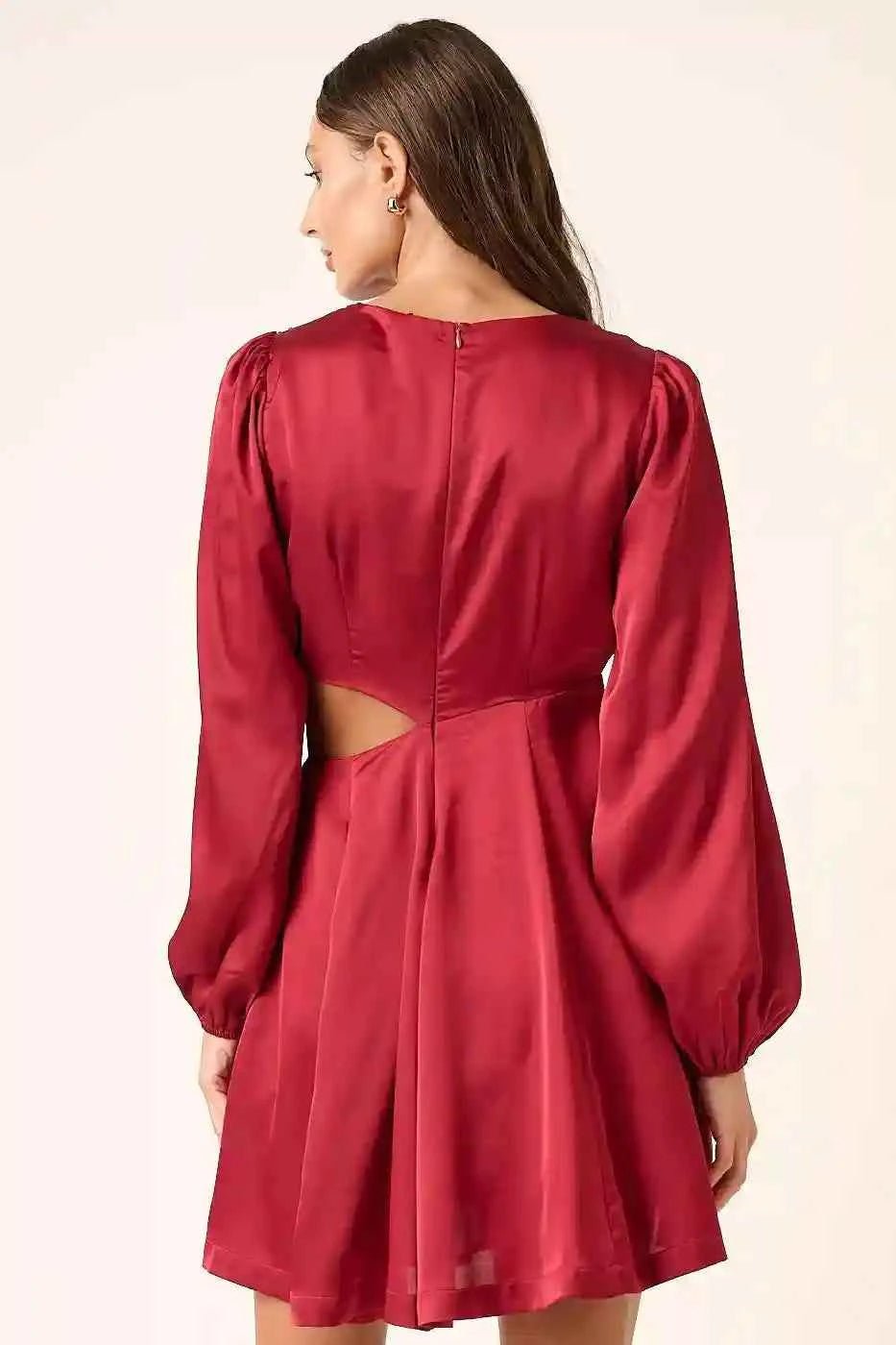 Mittoshop Satin Side Cutout Mini Dress for Effortless Chic Style - MegaSuperStar