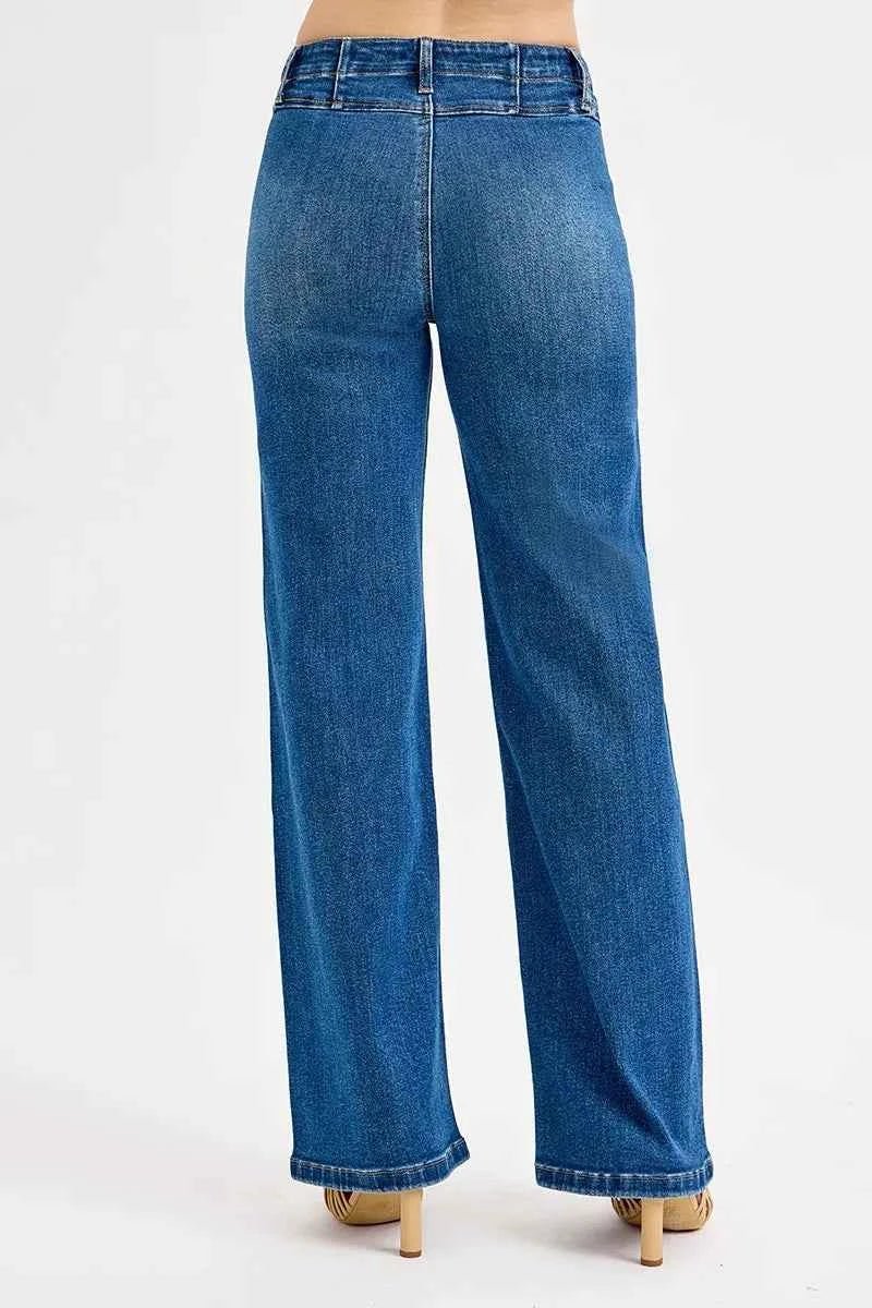 RISEN Seam Detail Wide Leg Jeans - Stylish Risen Wide Leg Jeans for Every Occasion - MegaSuperStar