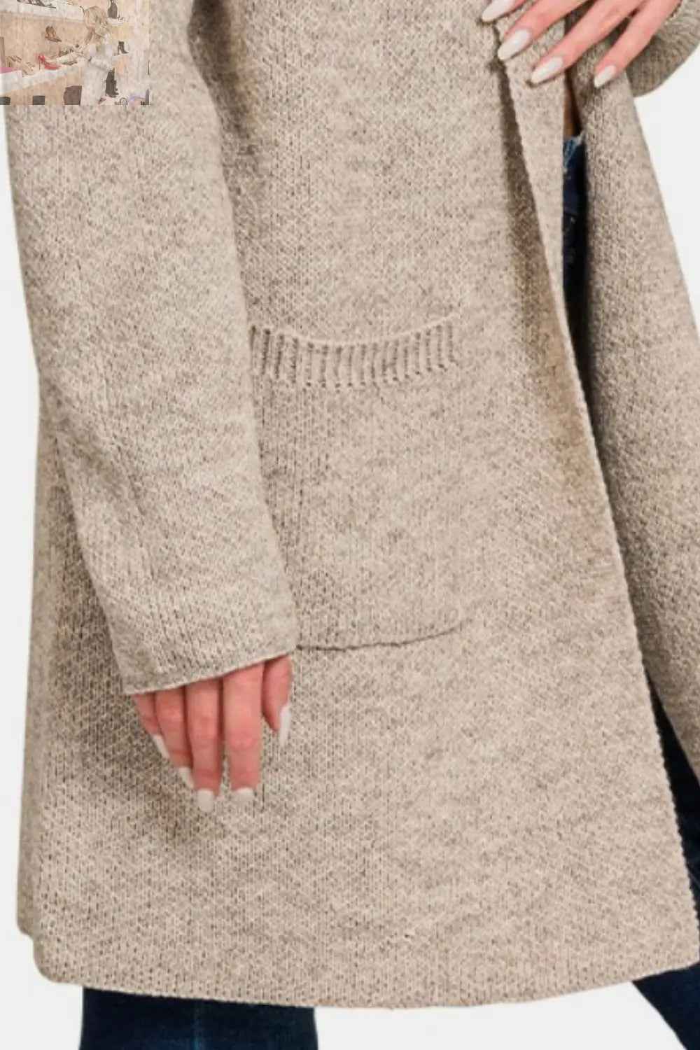Zenana Hooded Cardigan - Cozy Open Front Sweater for Effortless Style - MegaSuperStar