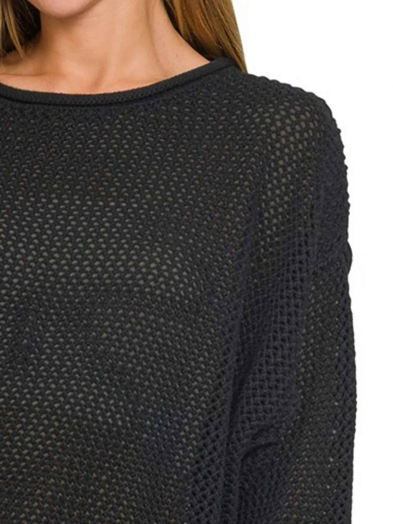 Zenana Knit Top with Textured Drop Shoulders for Effortless Style - MegaSuperStar