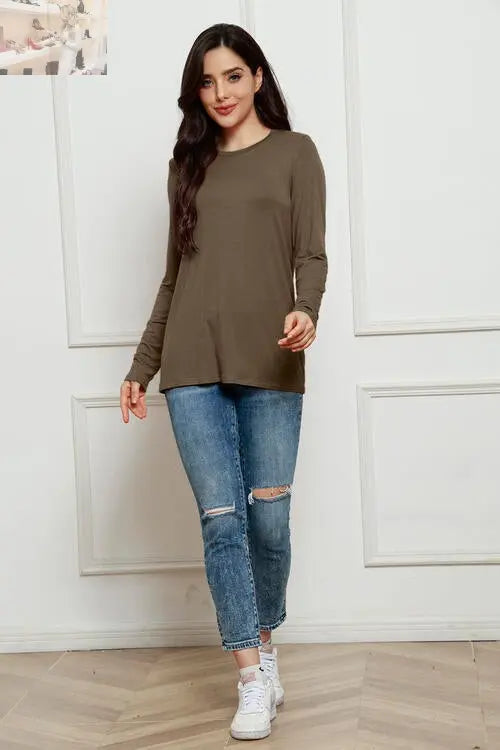 Basic Bae Full Size Round Neck Long Sleeve Top
