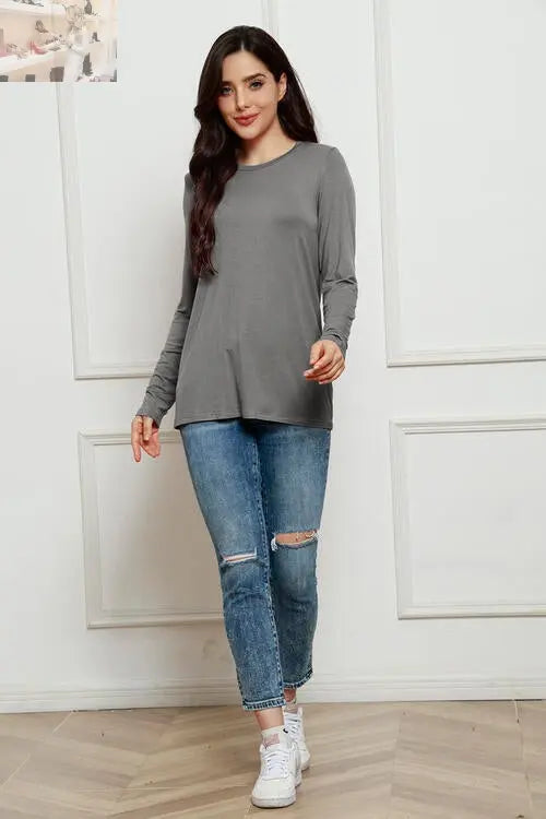 Basic Bae Full Size Round Neck Long Sleeve Top