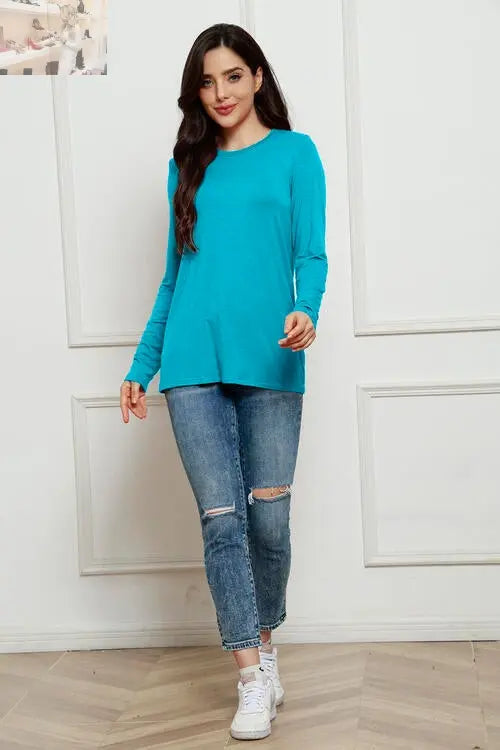 Basic Bae Full Size Round Neck Long Sleeve Top