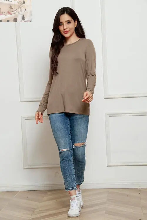 Basic Bae Full Size Round Neck Long Sleeve Top
