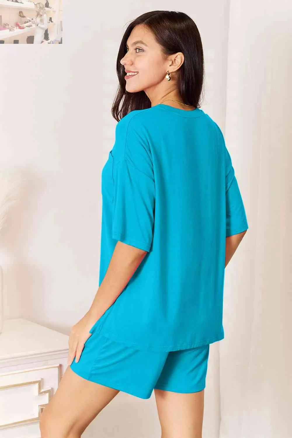 Basic Bae Full Size Soft Rayon Half Sleeve Top and Shorts Set