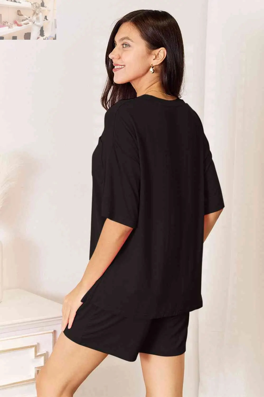 Basic Bae Full Size Soft Rayon Half Sleeve Top and Shorts Set