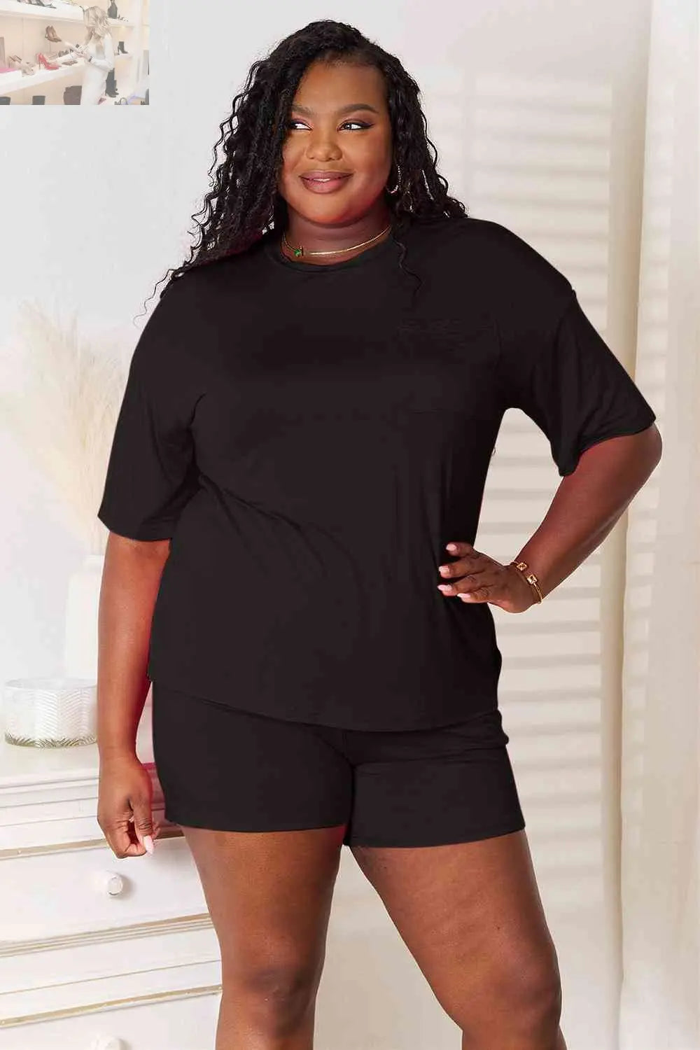 Basic Bae Full Size Soft Rayon Half Sleeve Top and Shorts Set