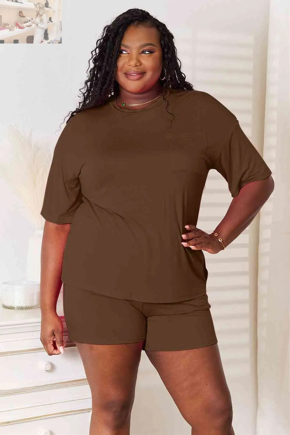 Basic Bae Full Size Soft Rayon Half Sleeve Top and Shorts Set