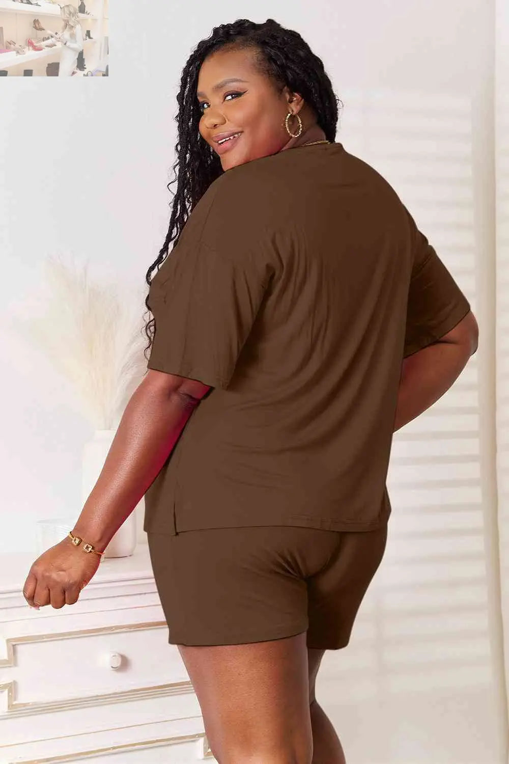 Basic Bae Full Size Soft Rayon Half Sleeve Top and Shorts Set