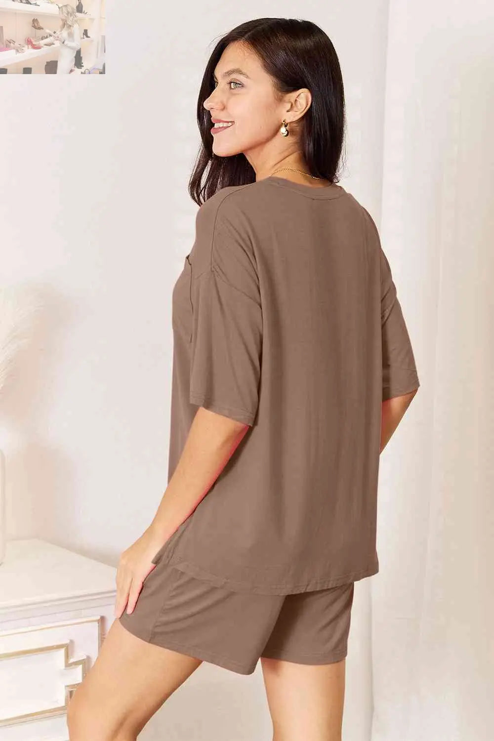 Basic Bae Full Size Soft Rayon Half Sleeve Top and Shorts Set