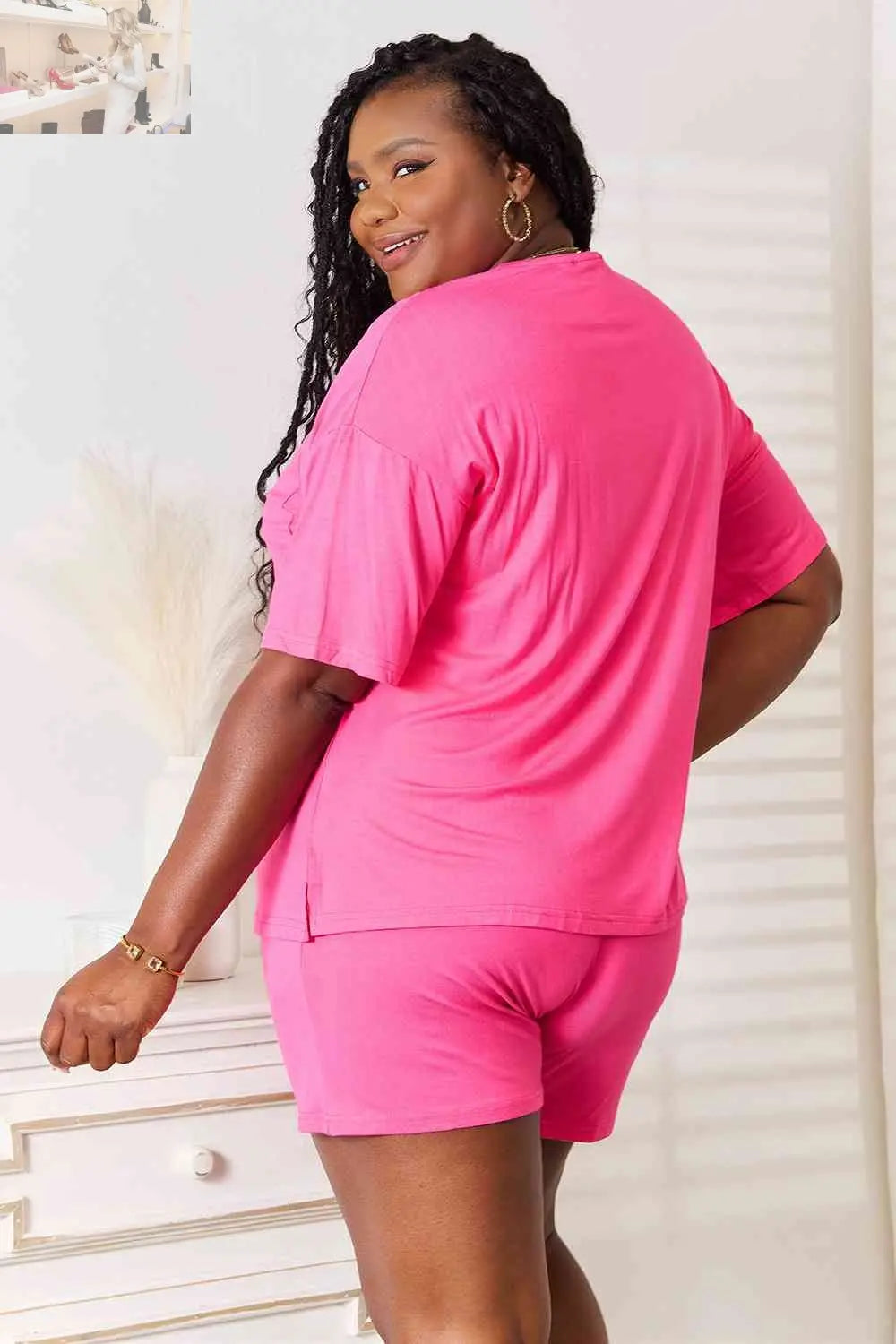 Basic Bae Full Size Soft Rayon Half Sleeve Top and Shorts Set