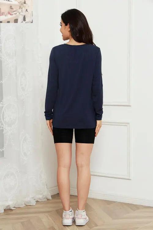 Basic Bae Full Size V-Neck Long Sleeve Top