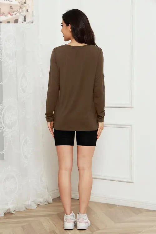 Basic Bae Full Size V-Neck Long Sleeve Top