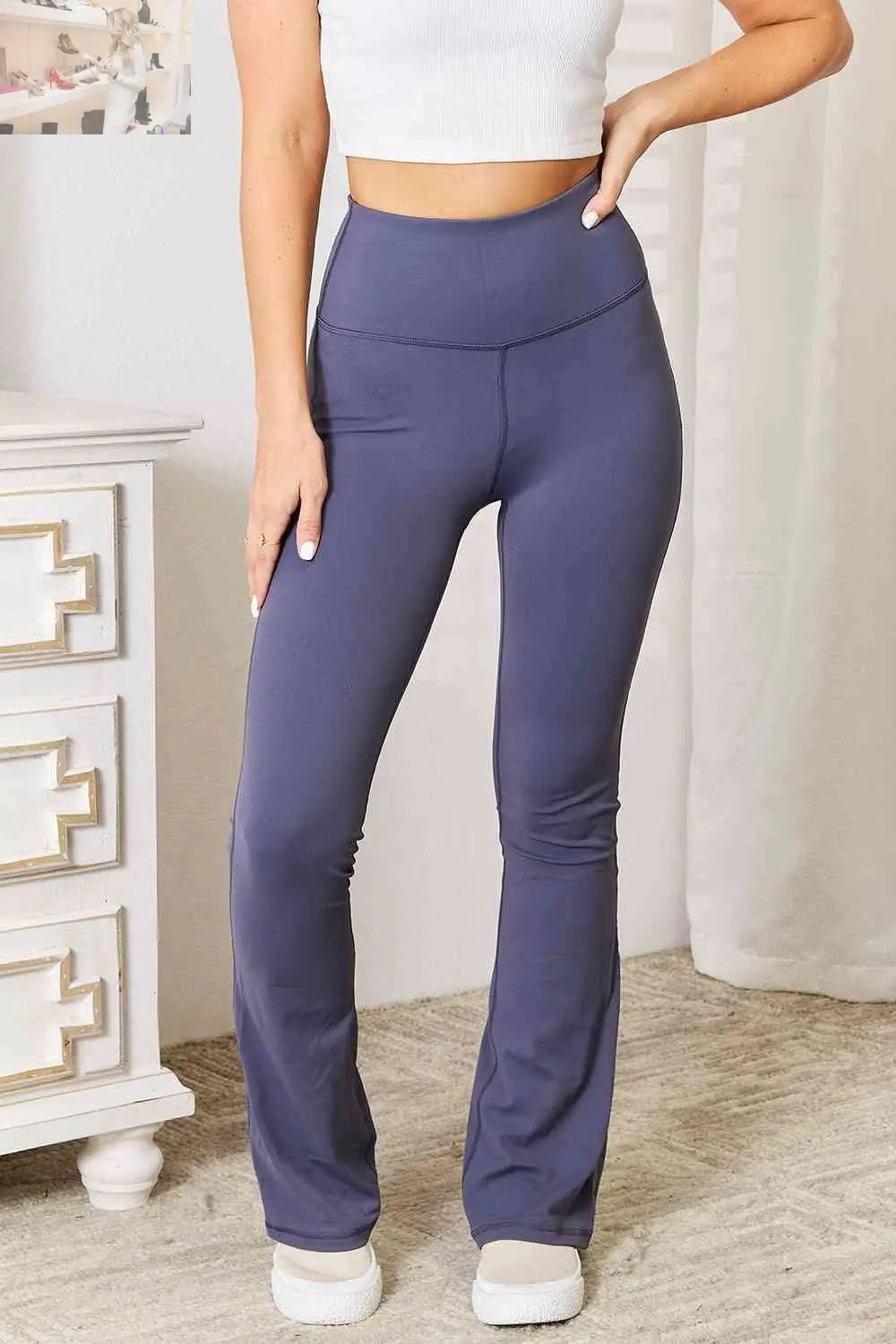 Basic Bae Wide Waistband Bootcut Sports Pants - MegaSuperStar