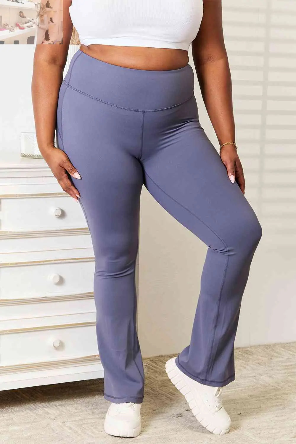 Basic Bae Wide Waistband Bootcut Sports Pants - MegaSuperStar