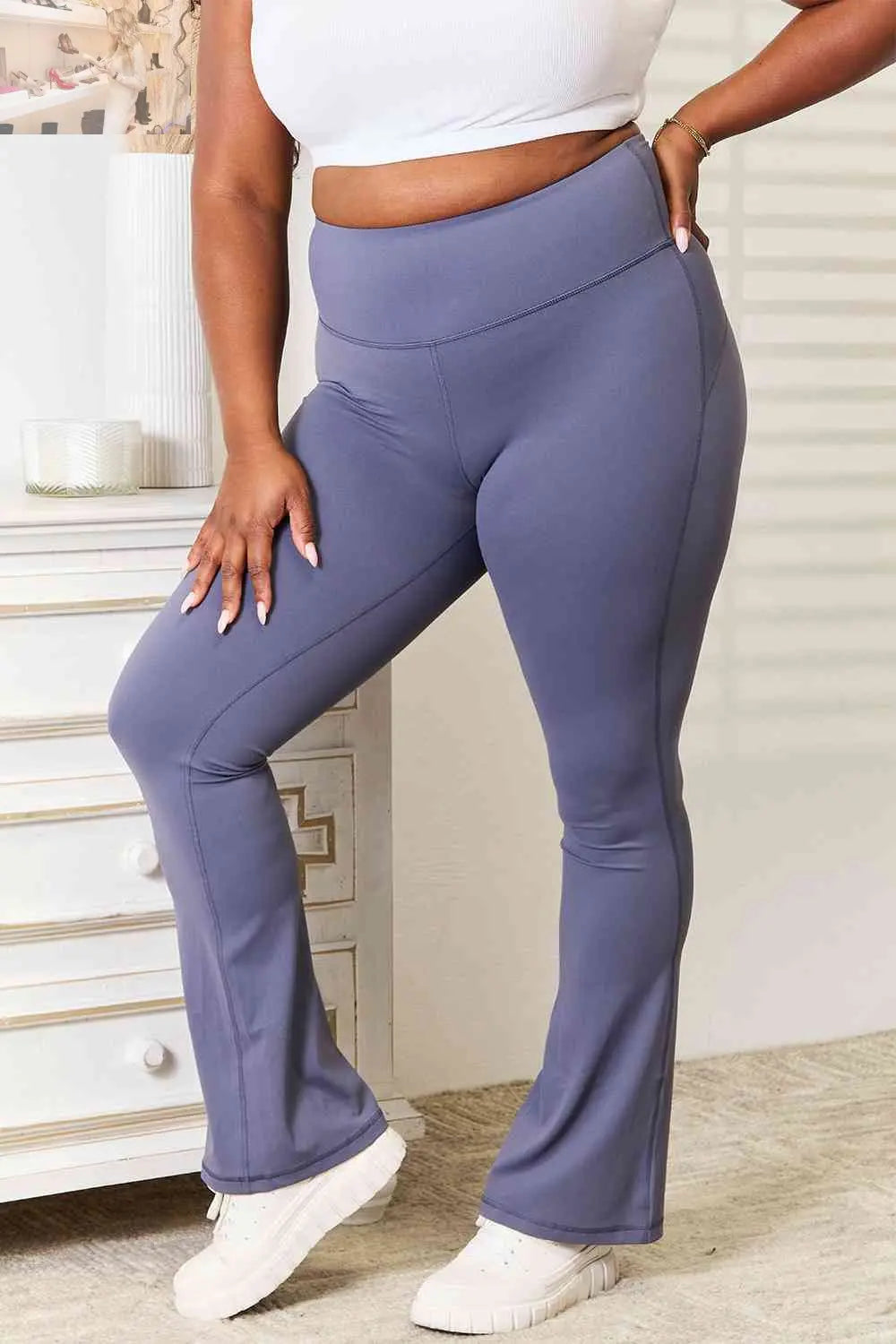 Basic Bae Wide Waistband Bootcut Sports Pants - MegaSuperStar