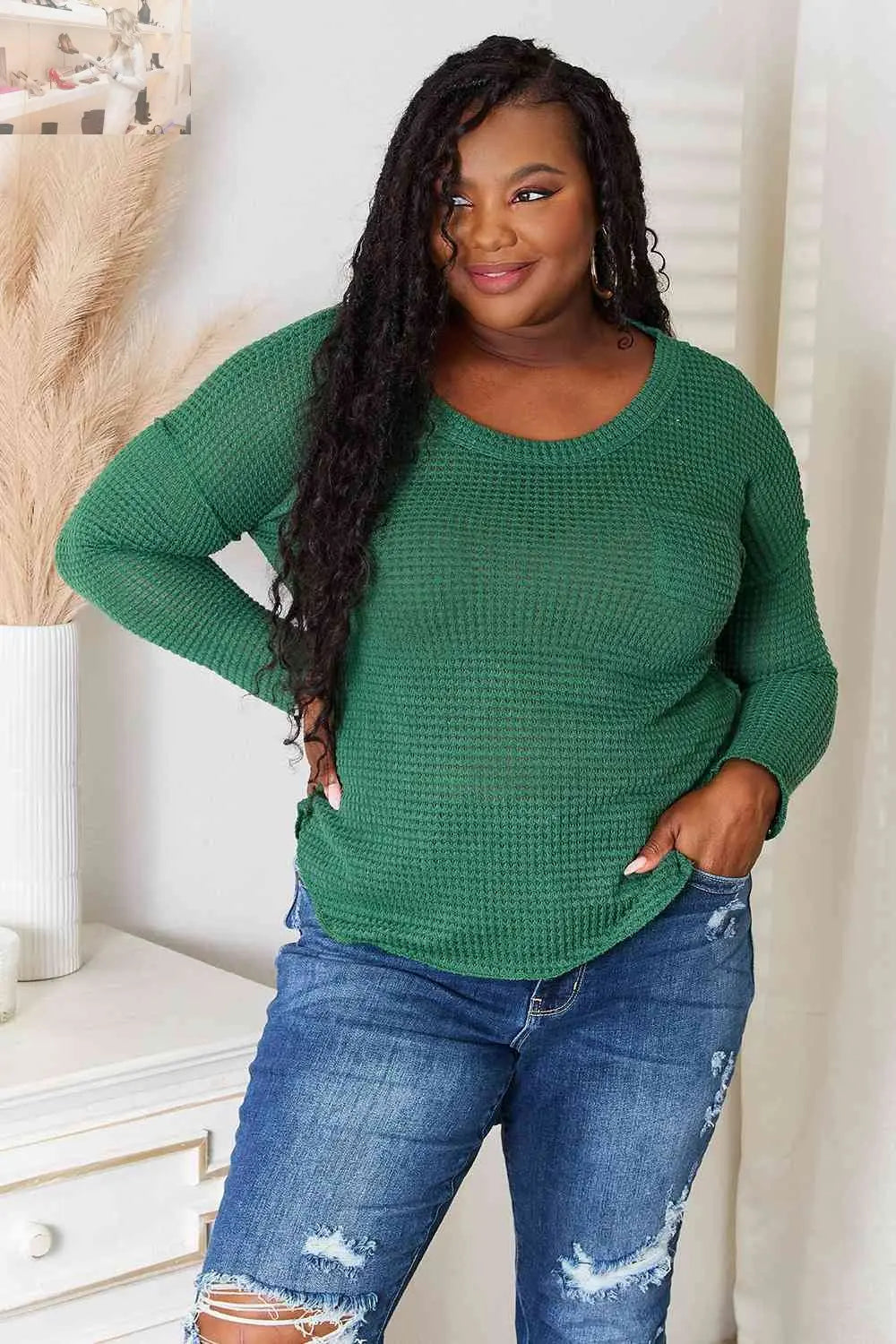 Culture Code Full Size Scoop Neck Patch Pocket Top