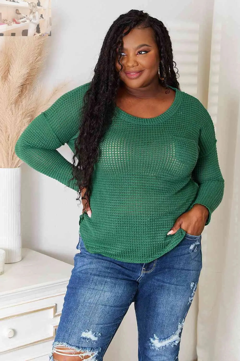 Culture Code Full Size Scoop Neck Patch Pocket Top