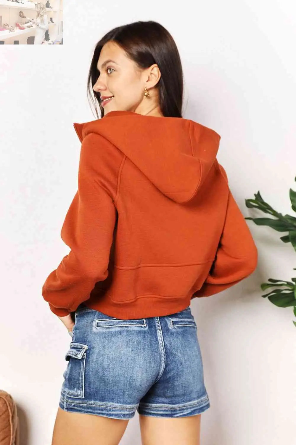 Double Take Half-Zip Long Sleeve Hoodie