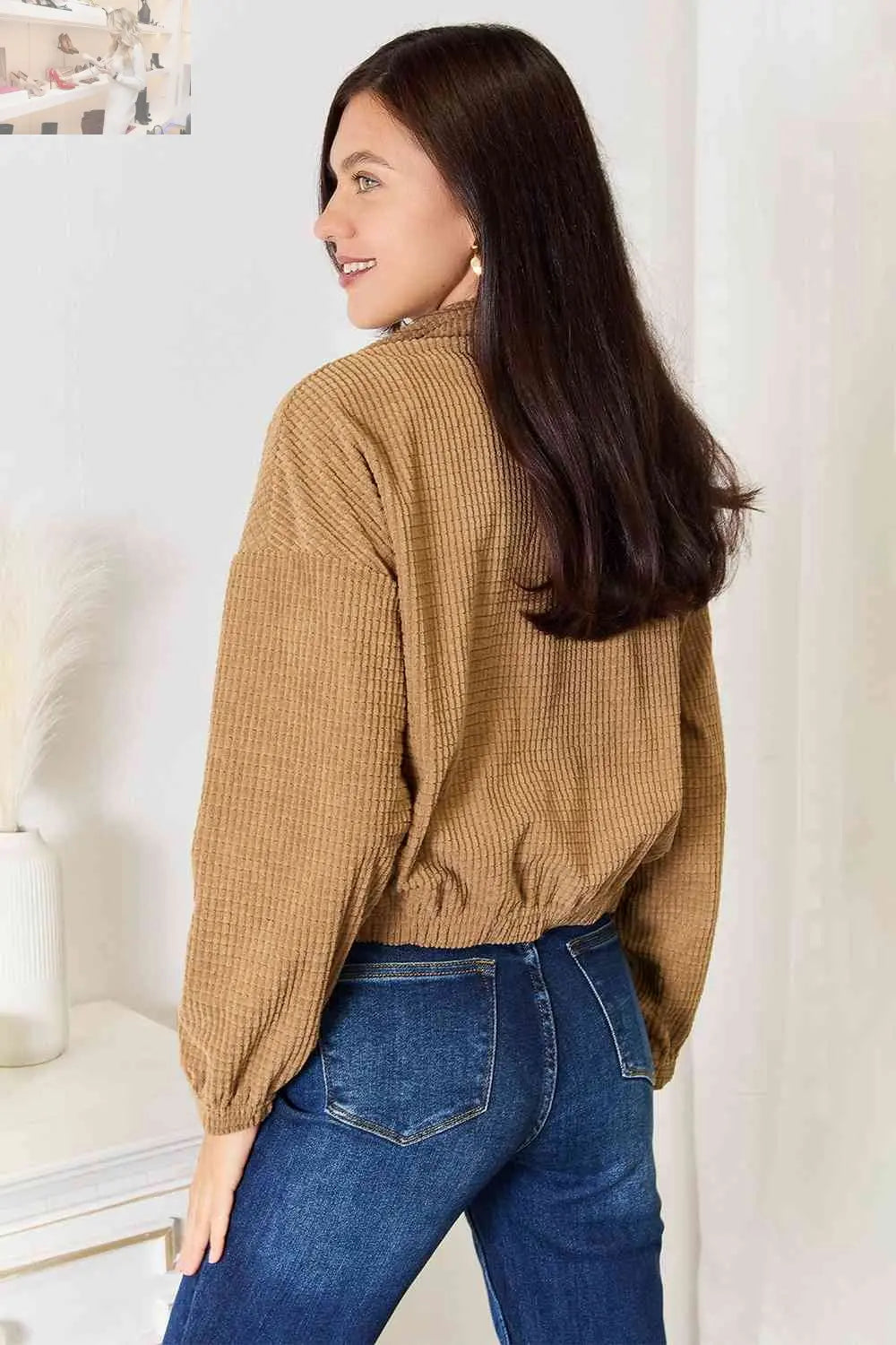 Double Take Long Sleeve Dropped Shoulder Jacket