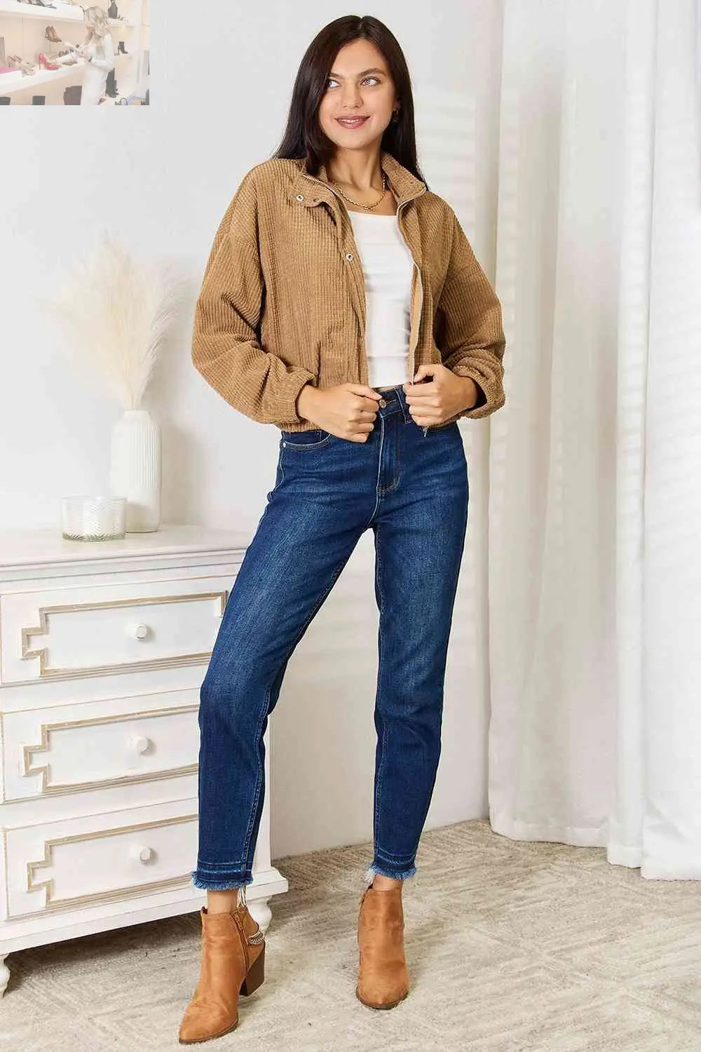 Double Take Long Sleeve Dropped Shoulder Jacket