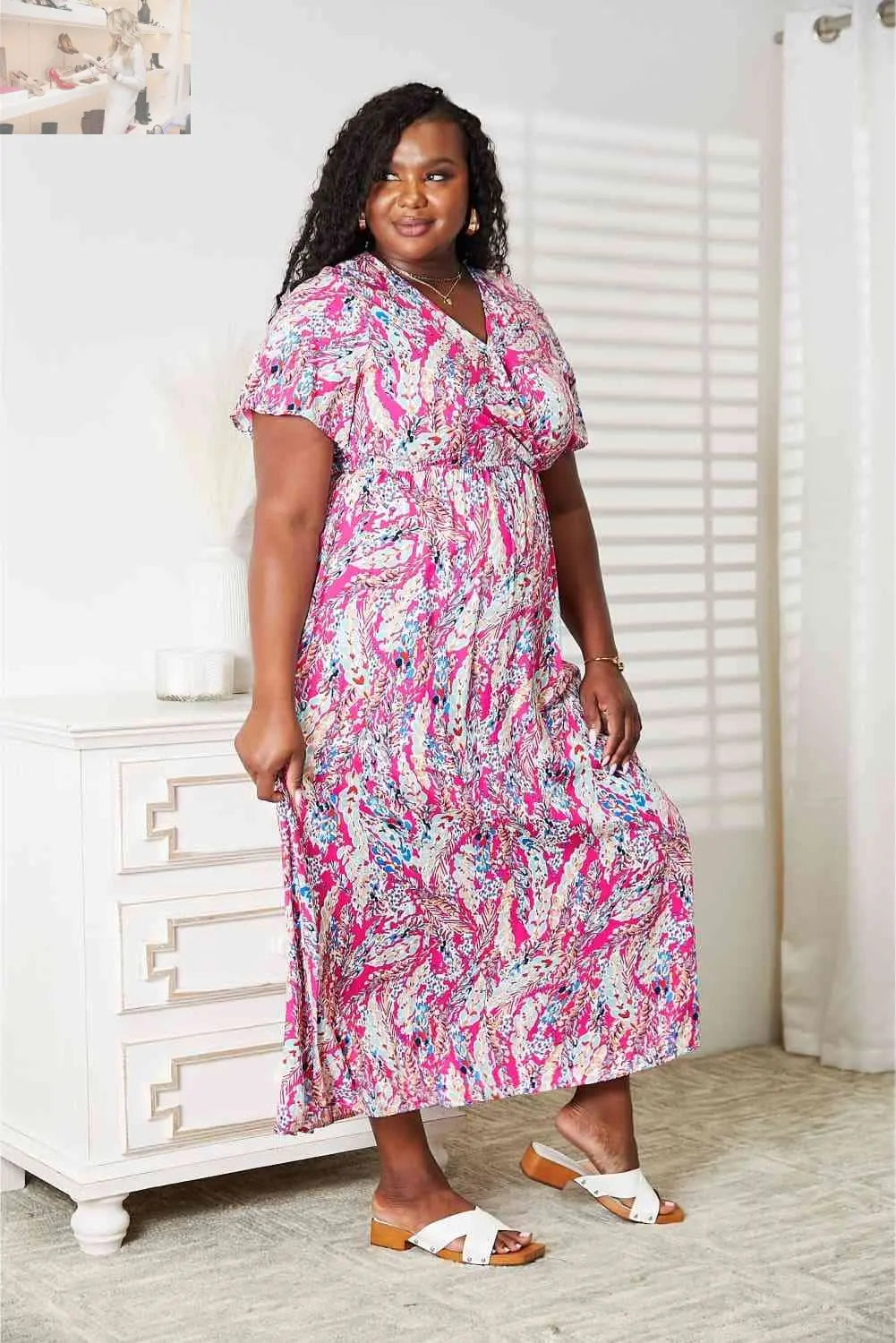 Double Take Multicolored V-Neck Maxi Dress