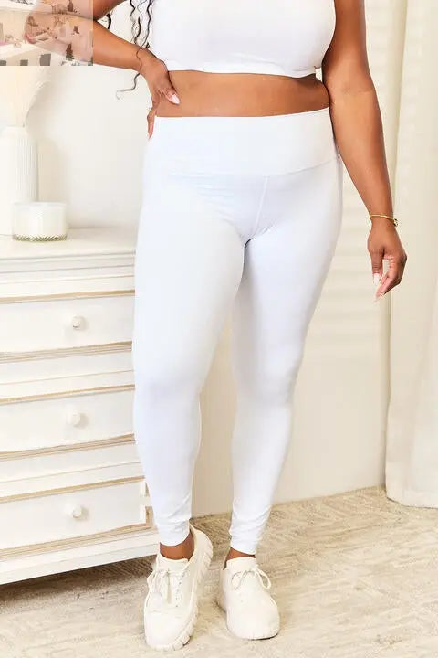 Double Take Wide Waistband Sports Leggings - MegaSuperStar