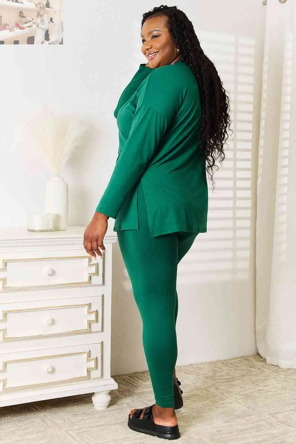 Zenana Lazy Days Full Size Long Sleeve Top and Leggings Set
