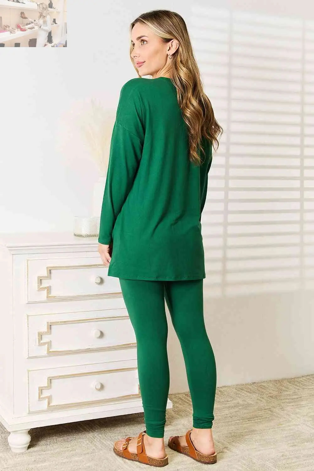 Zenana Lazy Days Full Size Long Sleeve Top and Leggings Set