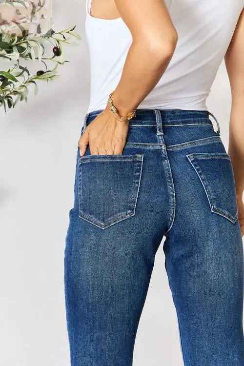 BAYEAS Cropped Straight Jeans for Effortless Style - MegaSuperStar