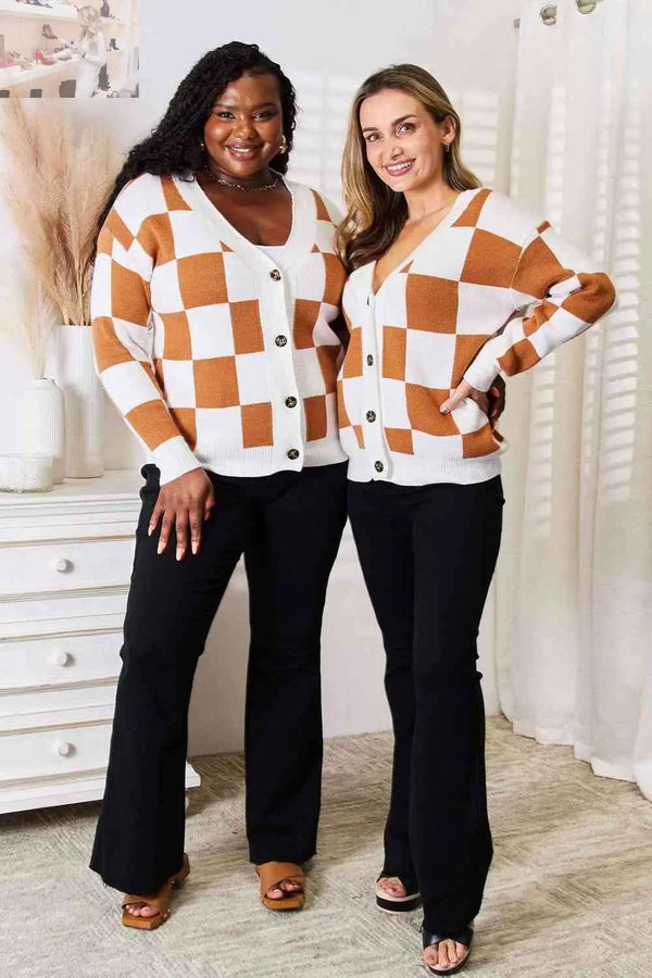 Double Take Cardigan - Button-Up V-Neck Dropped Shoulder Style