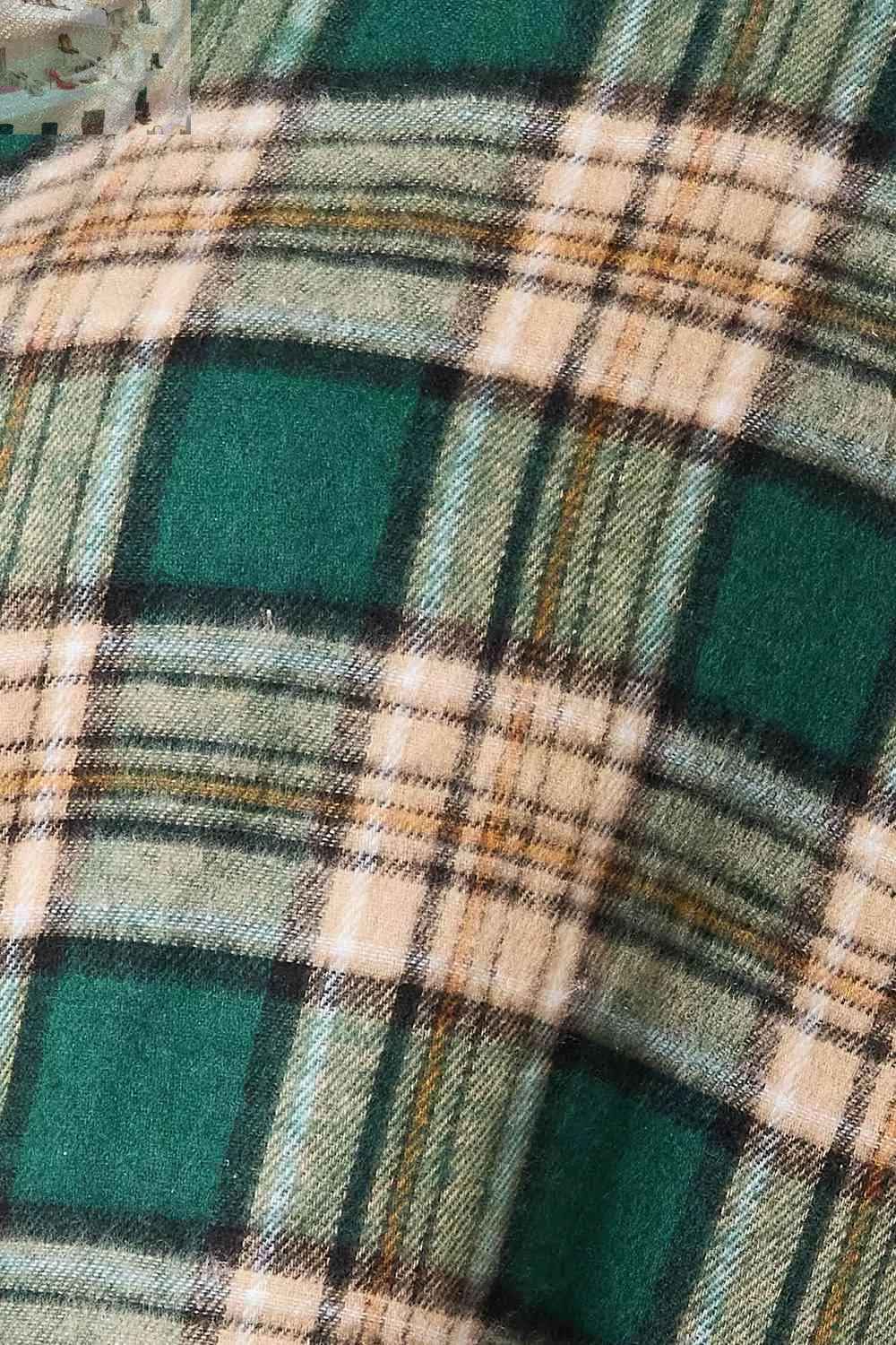 Double Take Plaid Collared Long Sleeve Shirt - MegaSuperStar