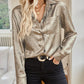 Pocketed Collared Neck Long Sleeve Shirt