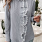 Lace Detail Ruffled Round Neck Long Sleeve Shirt