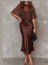 Full Size Satin Cami Dress and Sheer Cover Up Set Plus Size thumbnail