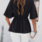 Surplice Tie Waist Half Sleeve Blouse