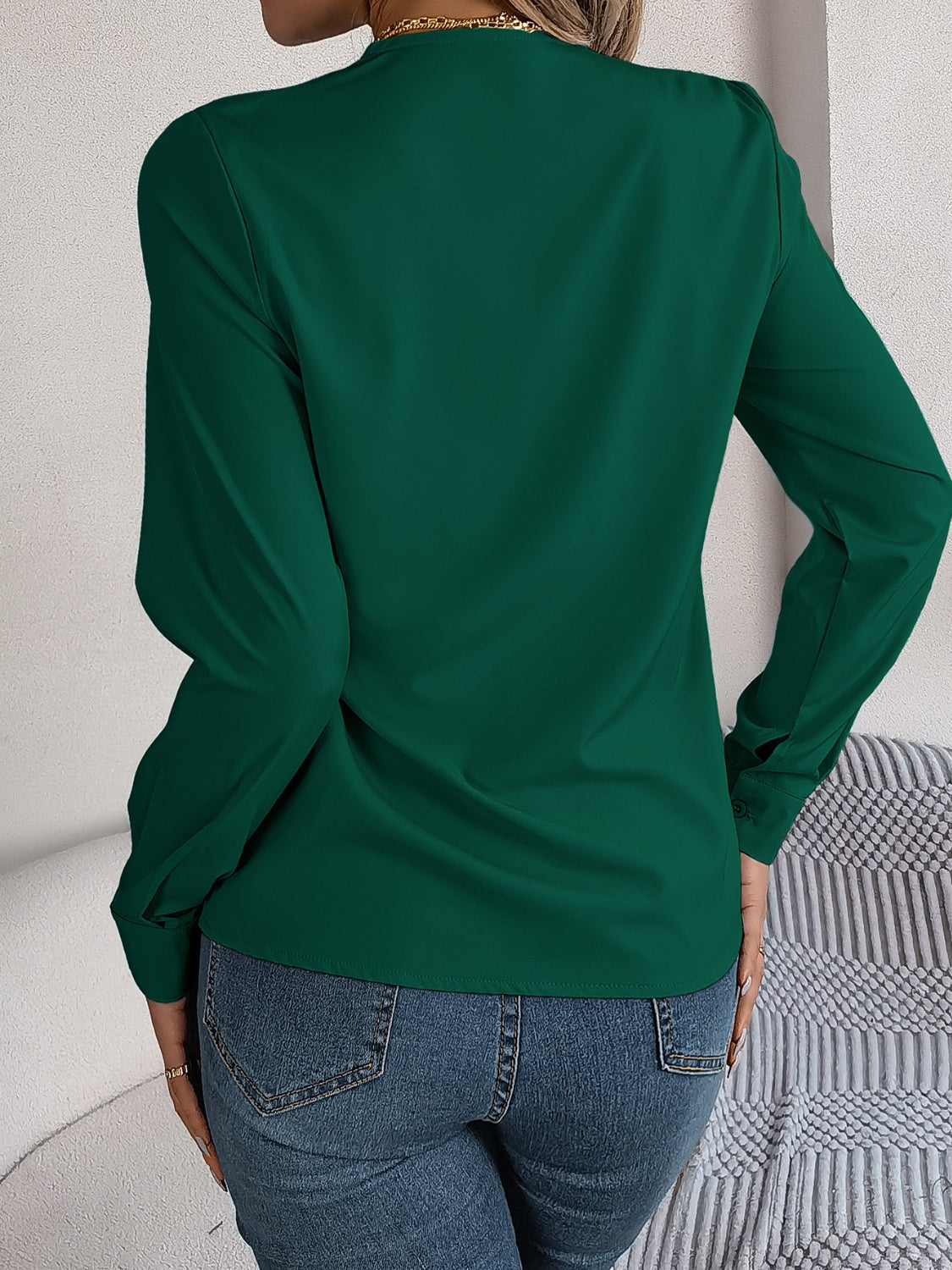 V-Neck Long Sleeve Blouse