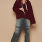 POL Cable Knit Hooded Chenille Sweater