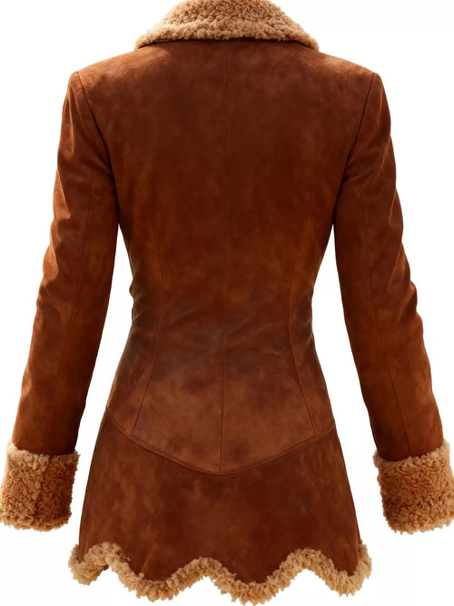 Customer styling Vintage Suede Sherpa Trimmed Winter Coat